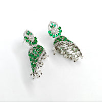 Emerald Green American Diamond Pearl Earrings for women