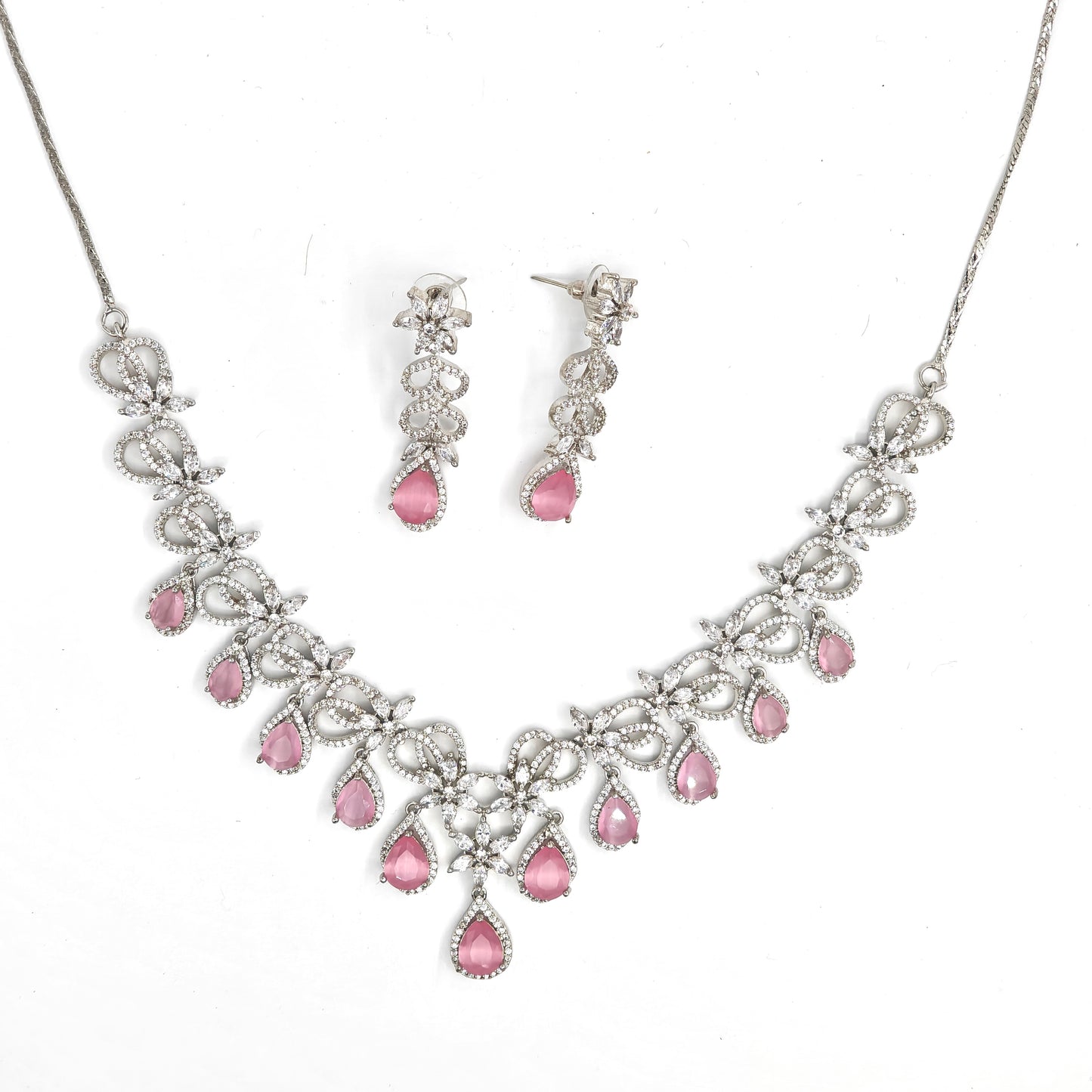 Myra Pink Drop Necklace Set