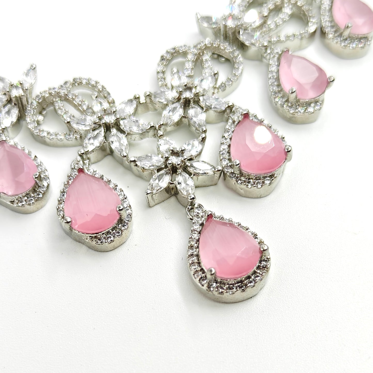Myra Pink Drop Necklace Set
