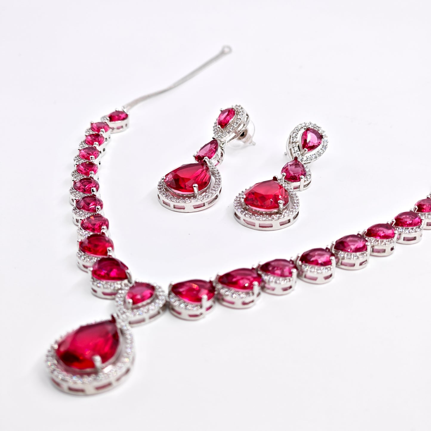 Ruby Drop Necklace Set
