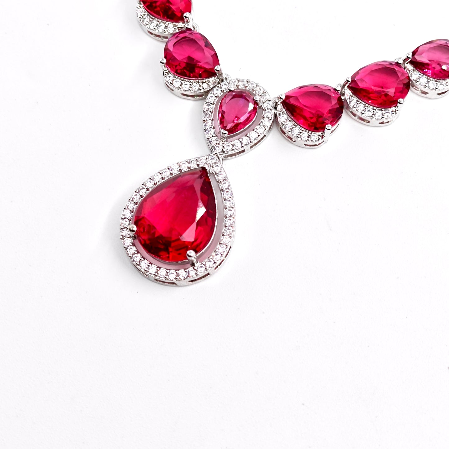 Ruby Drop Necklace Set