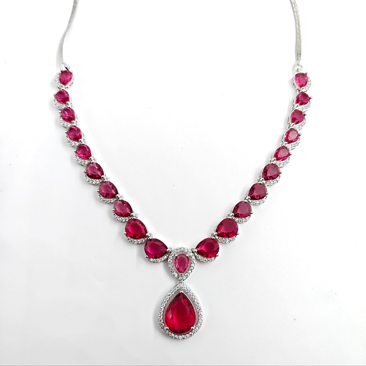 Ruby Drop Necklace Set