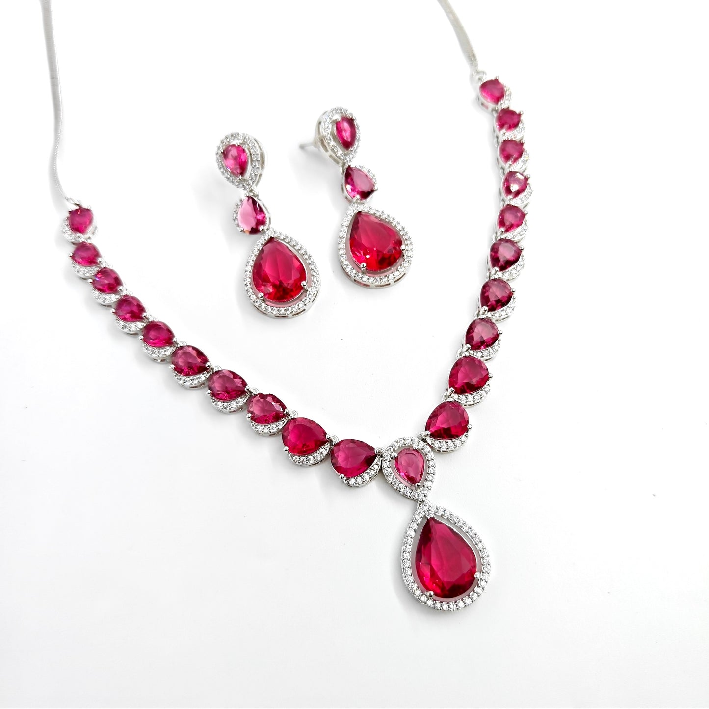 Ruby Drop Necklace Set