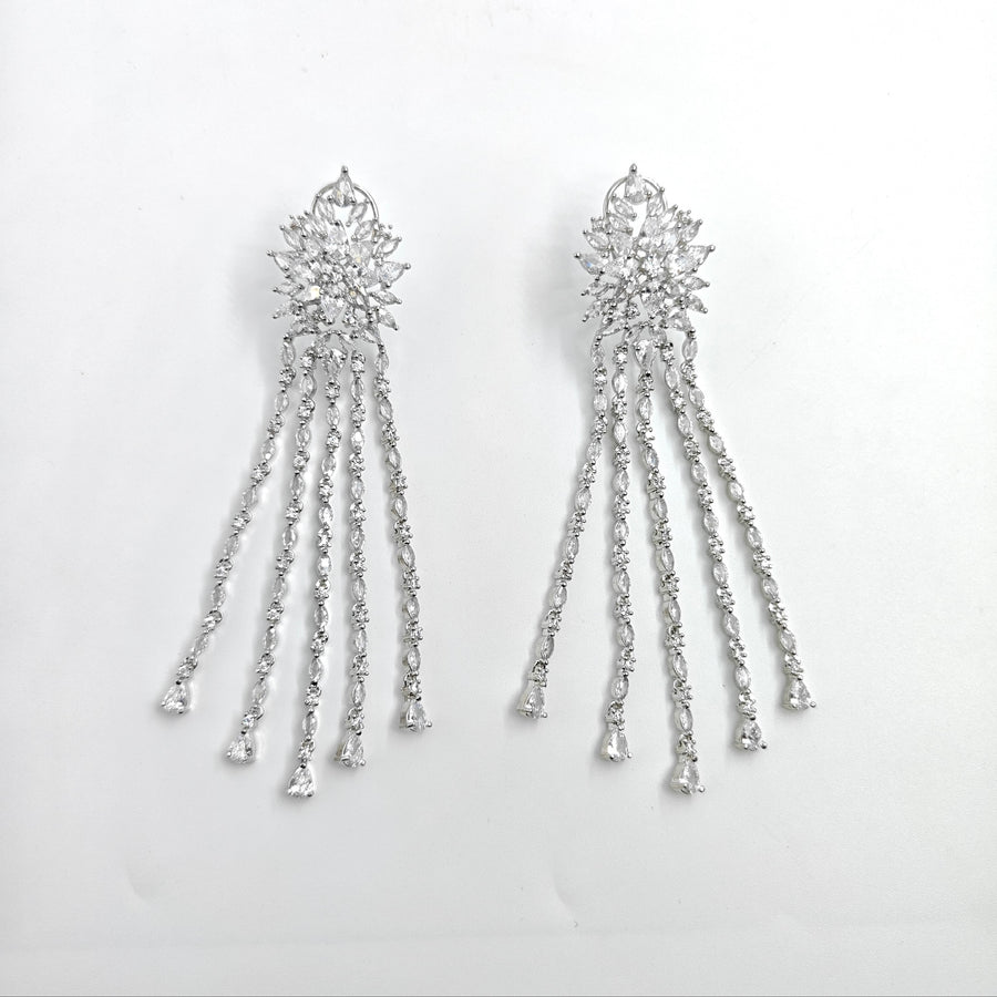 American Diamond Tassel Drop Earrings