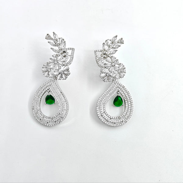 Emerald Green American Diamond Earrings