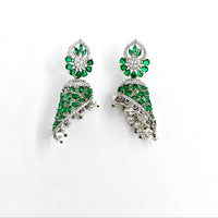 Emerald Green American Diamond Pearl Earrings for women