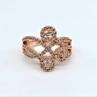 Rose gold infinity spark adjustable ring with crystal-studded intertwined design for women