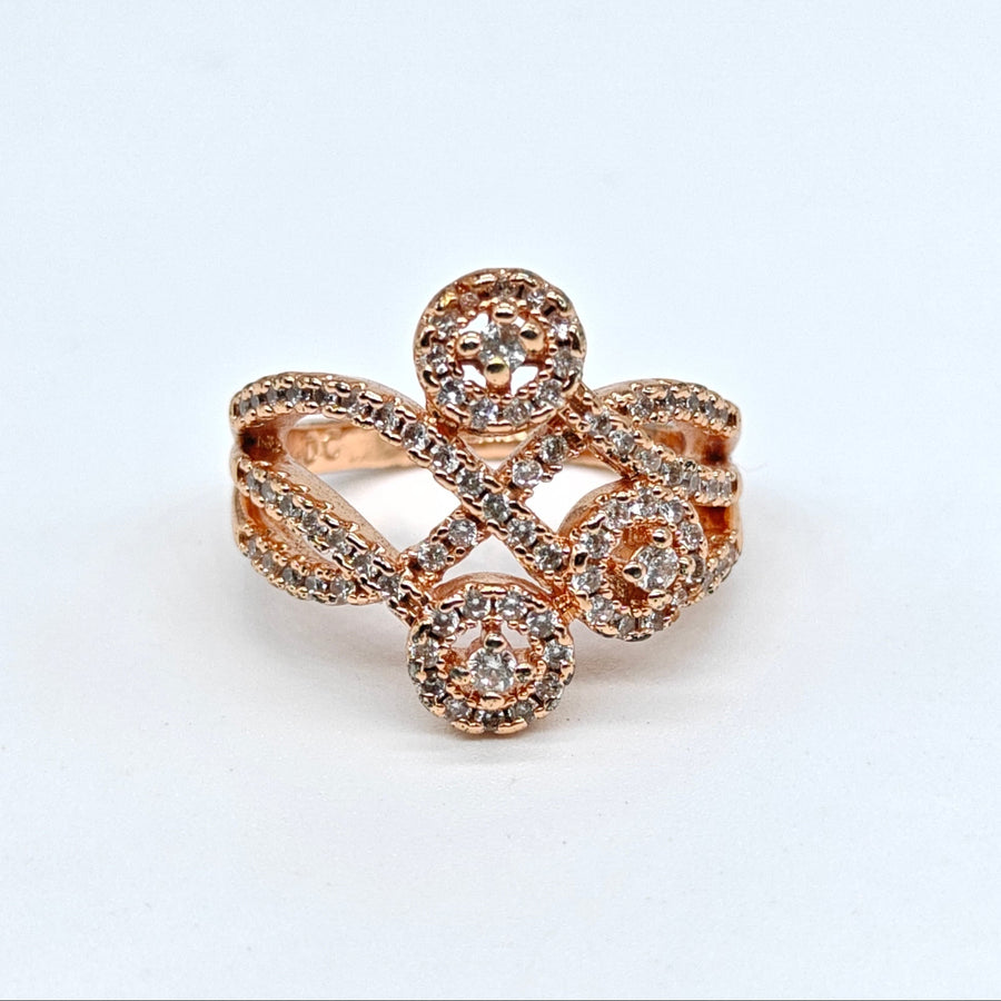 Rose gold infinity spark adjustable ring with crystal-studded intertwined design for women