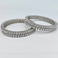 Silver-plated American diamond bangle set with multiple rows of sparkling crystal stones for women