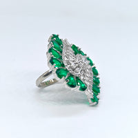 Silver-Plated Emerald Swirl Adjustable Ring