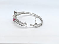 Silver-Plated Ruby Blossom American Diamond Bracelet
